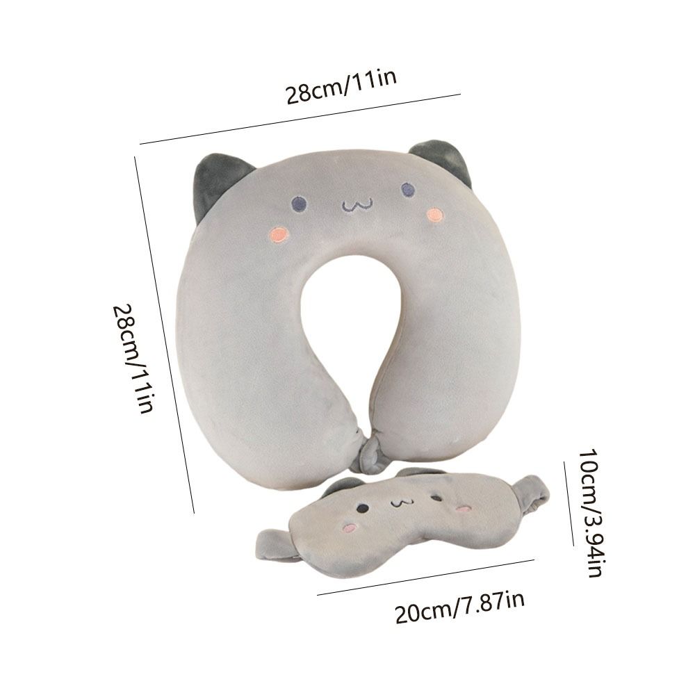 Support Travel Neck Cushion Portable Eye Mask Cute Neck Support Pillow  Office Nap