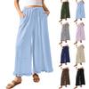 Damen Wide Leg Loungehose mit Kordelzug und Rüschensaum, lässige lockere Passform, leichte Hose mit Taschen