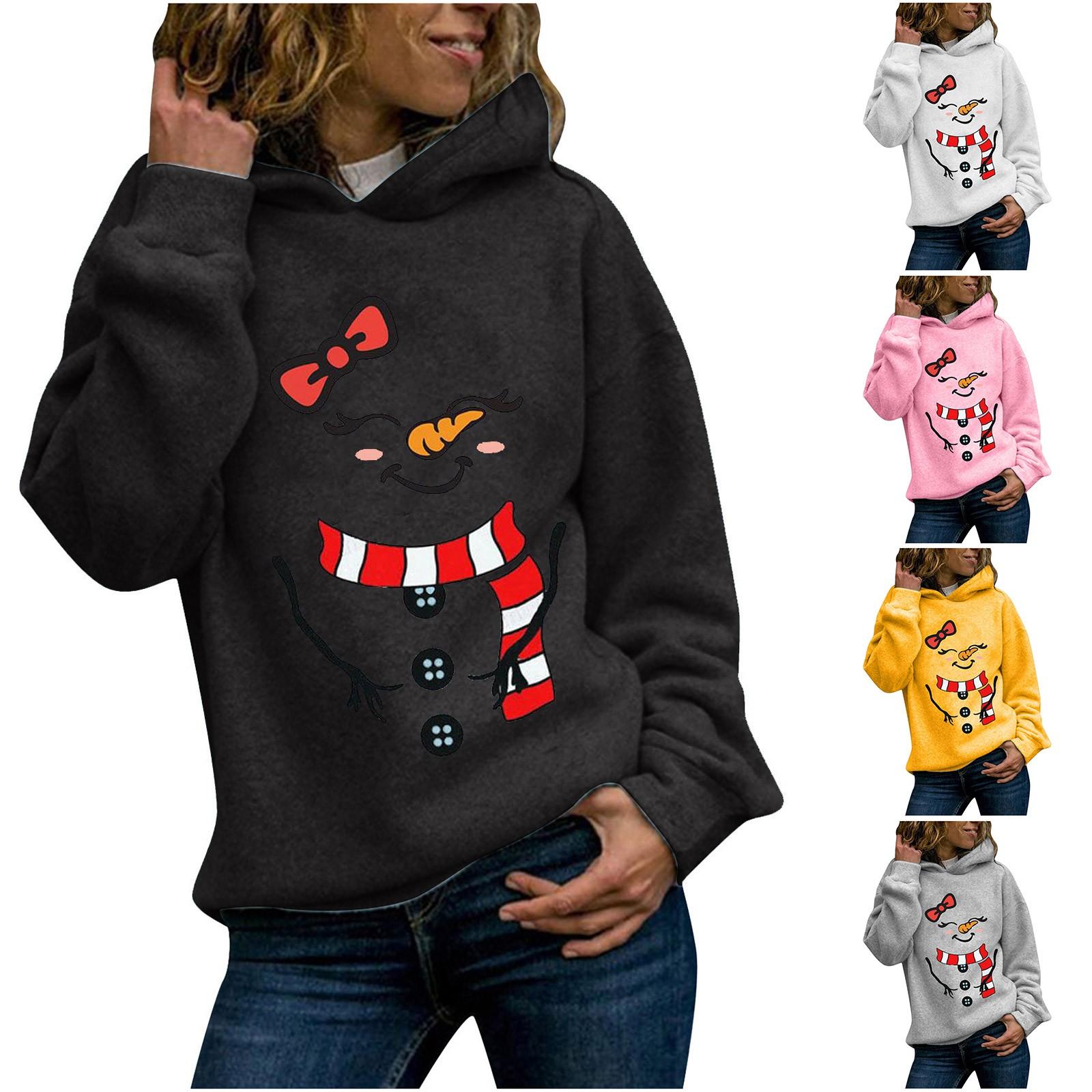

Женская толстовка с длинными рукавами и рождественским принтом, повседневная блузка, пуловер