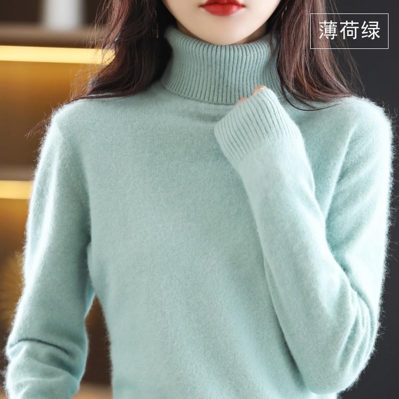 Womens Turtleneck Knit Sweater Loose Fit Thick Warm Base Layer Winter Cashmere Blend Pullover