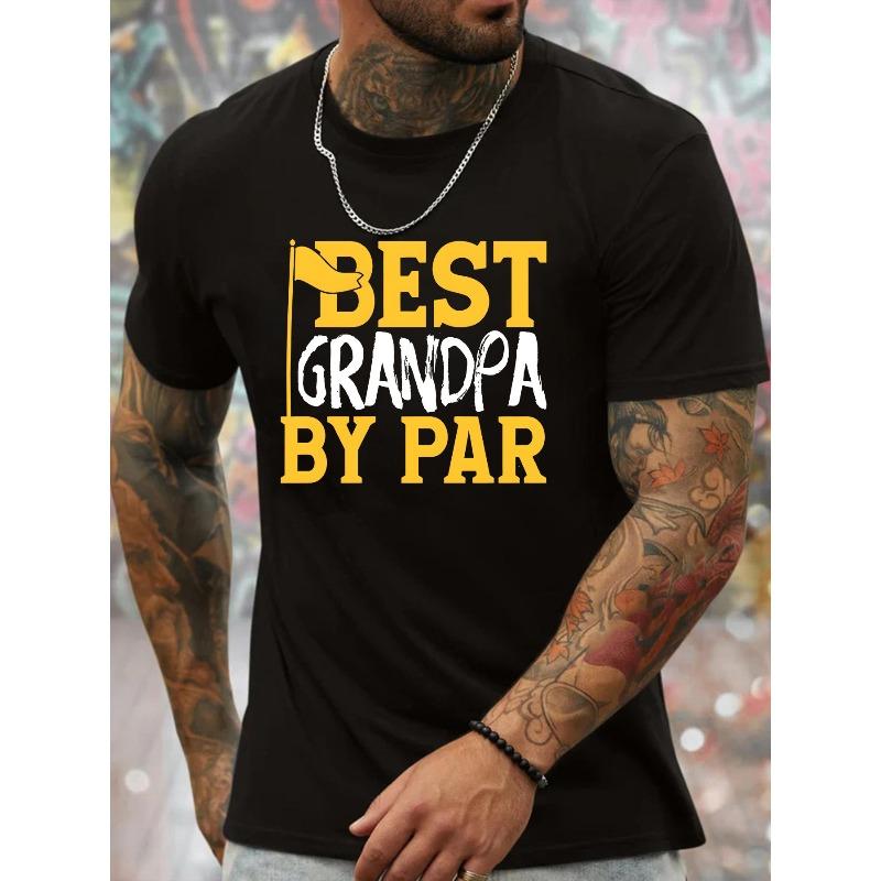 

European sizes Men S Casual Crew Neck T-Shirt - Slight Stretch, Geometric Pattern, Short Sleeve, Lightweight Summer Top - Best Grandpa by Par Design 4XL чорний