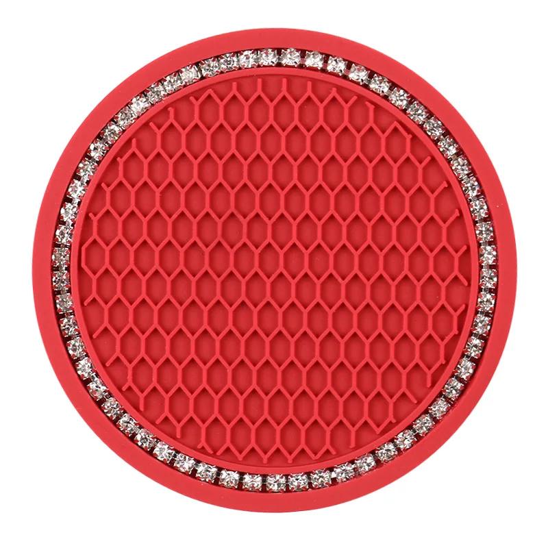 Car Cup Coasters for Cup Holder Universal Bling Diamond Water Bottle Holder Mat Anti Slip Insert Pad Auto Interior Accessories красный