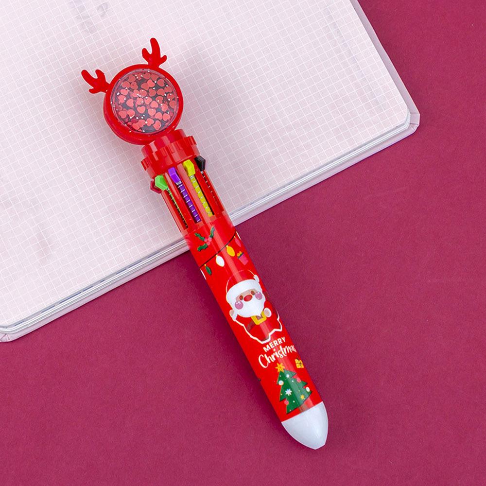 1 Piece Cute Ballpoint Pen Press Cartoon Reindeer Grandfather Multicolor 10 In 1 Colors Stationery School Office Supplies