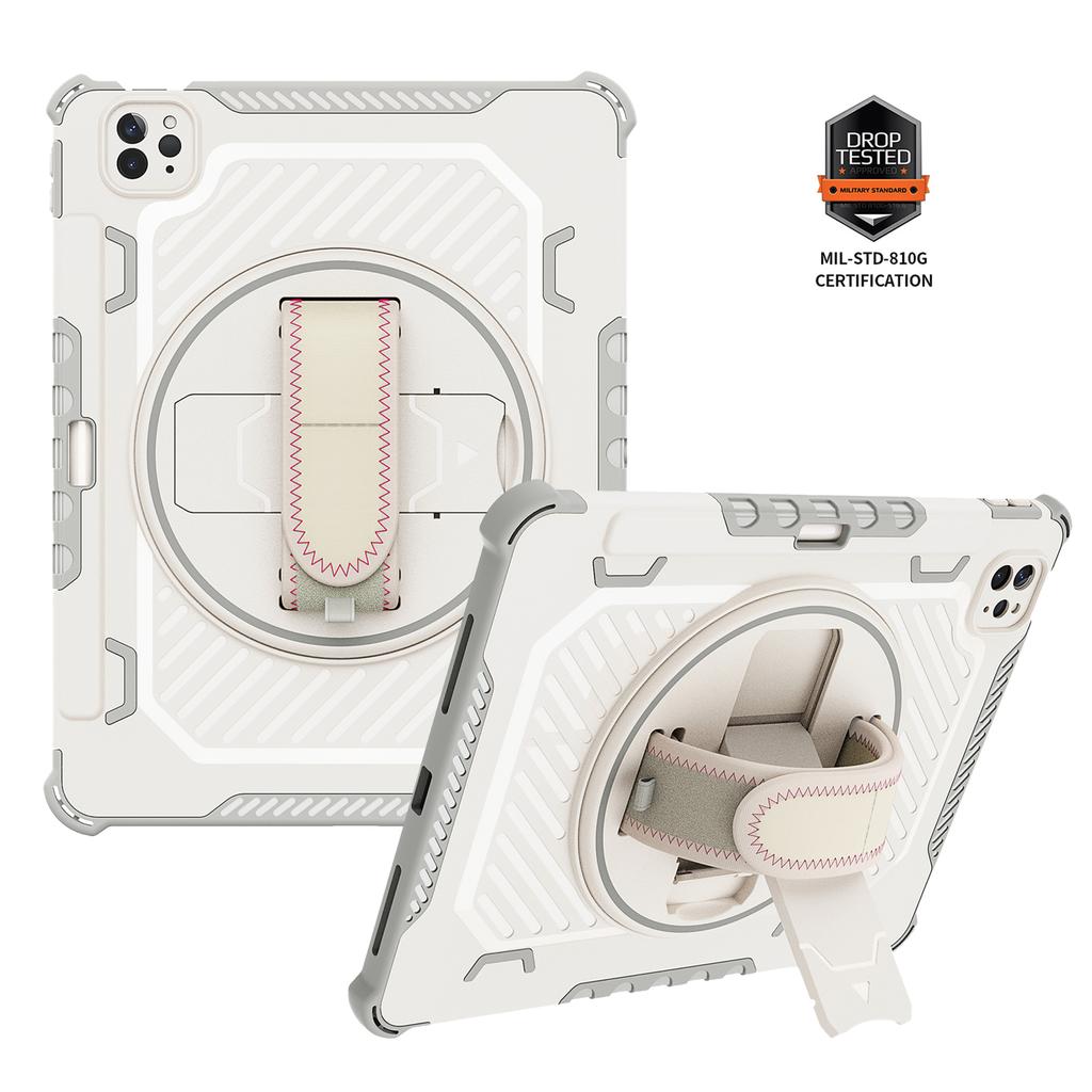 3In1 Shockproof Armor Tablet Full-Body Protect Case For IPad Pro13 M5 12.9 Air 4 5 10th A16 10.9 Kickstand Rotating Hand Strap Cover