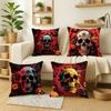 Halloween Skull Theme Throw Pillow Covers With Digital Printing Of Short Plush Fabric Car-Shaped Sofa Cushion Office Home Decor