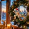 Souvenir Commemorativi Anno 2026 Decorazioni Appese Animali di Natale con Cordino, Ciondolo Carino Double Sided a Tema Festività Cappello di Babbo Natale,