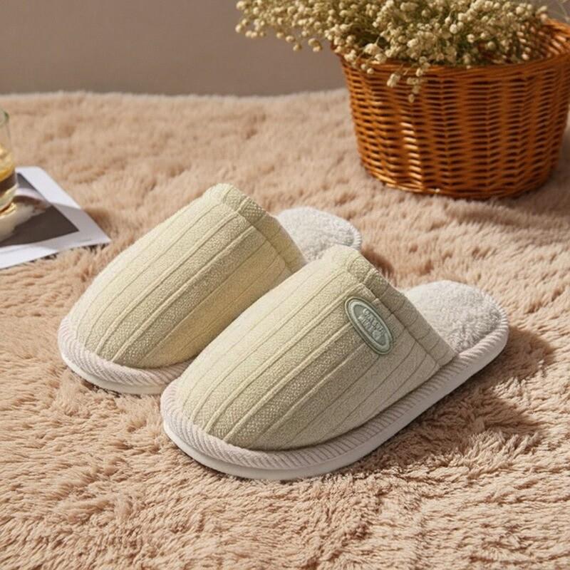 

Mugino Rabbit 2025 Хлопковые вязаные нескользящие плюшевые тапочки для мужчин и женщин - Теплые домашние с толстой подошвой 36-37