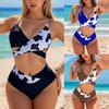 2024 High Waist Sexy Lace-up Print Bikini Swimwear