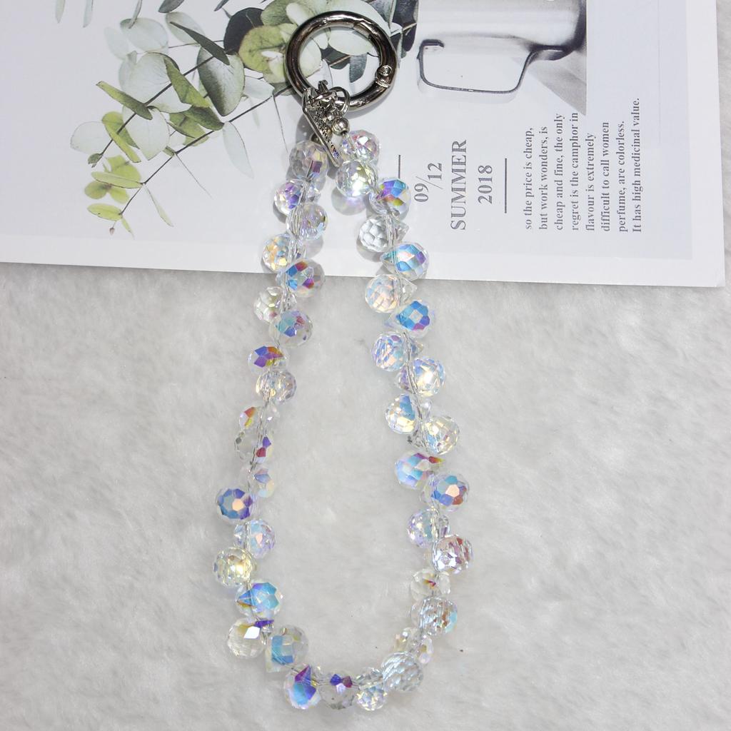 Cell Phone Lanyard 26cm Colorful Crystal Charm Phone Chain Wrist Strap