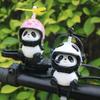 Motorcycle Handlebar Decoration Bike Electric Cute Panda Cartoon With Helmet Airscrew Ornaments Riding Equipment Accessories
