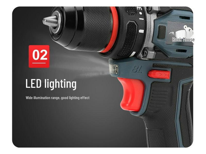Brushless Dual-Speed Hand Drill with Lithium Battery and Metal Chuck