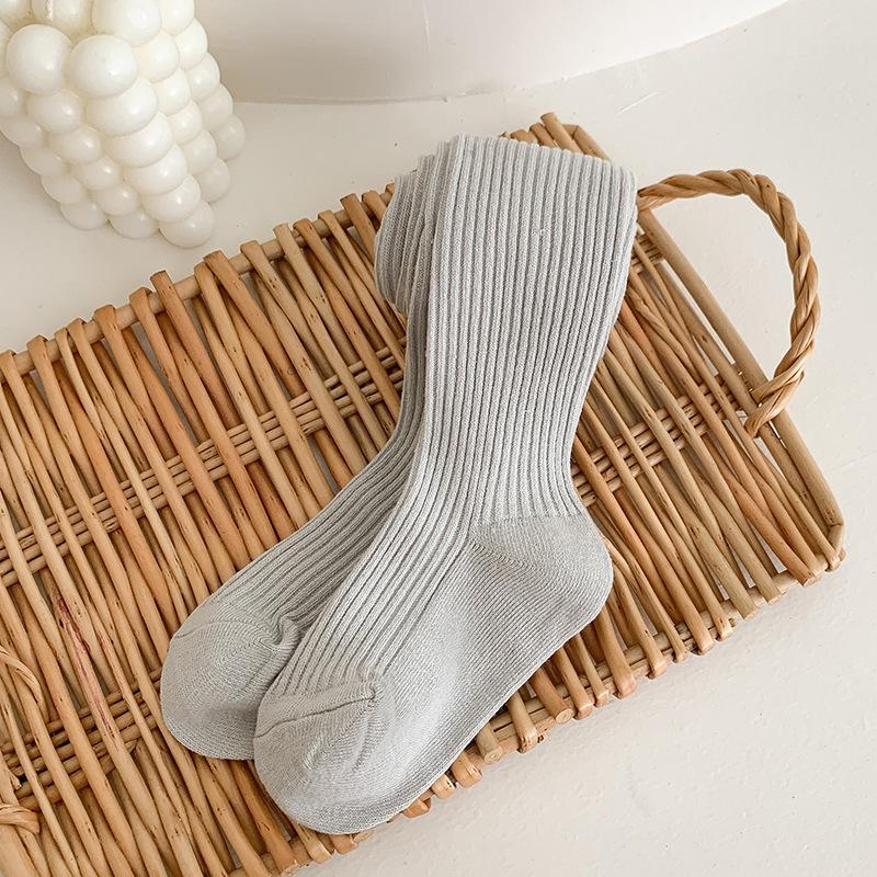 

Детские рубчатые леггинсы конфетных цветов - Тонкий комбинезон на весну/осень XL - Length 75cm [Height 125-140cm] светло-серый