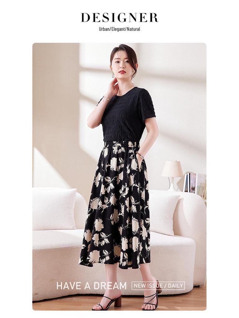 Damen Chiffon Blumen A-Linien Rock - Stilvoller Sommer Elastischer Bund Überwurf