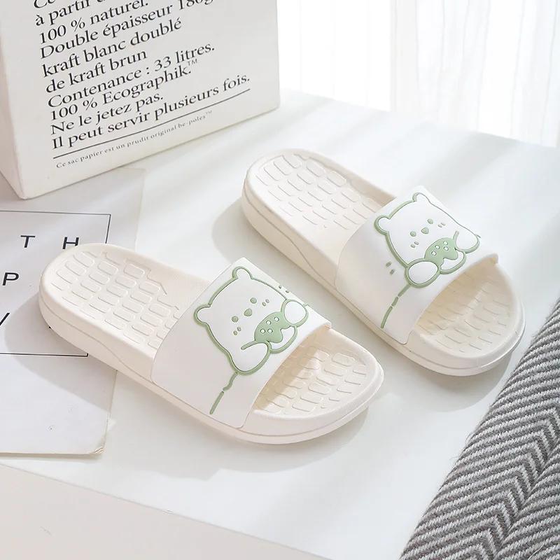 

Женские летние пляжные шлепанцы, мультяшные плюшевые мишки, женская обувь на платформе, облачные сандалии, шлепанцы, милые нескользящие, противоскользящие, женские 2025 36-37 зелёный