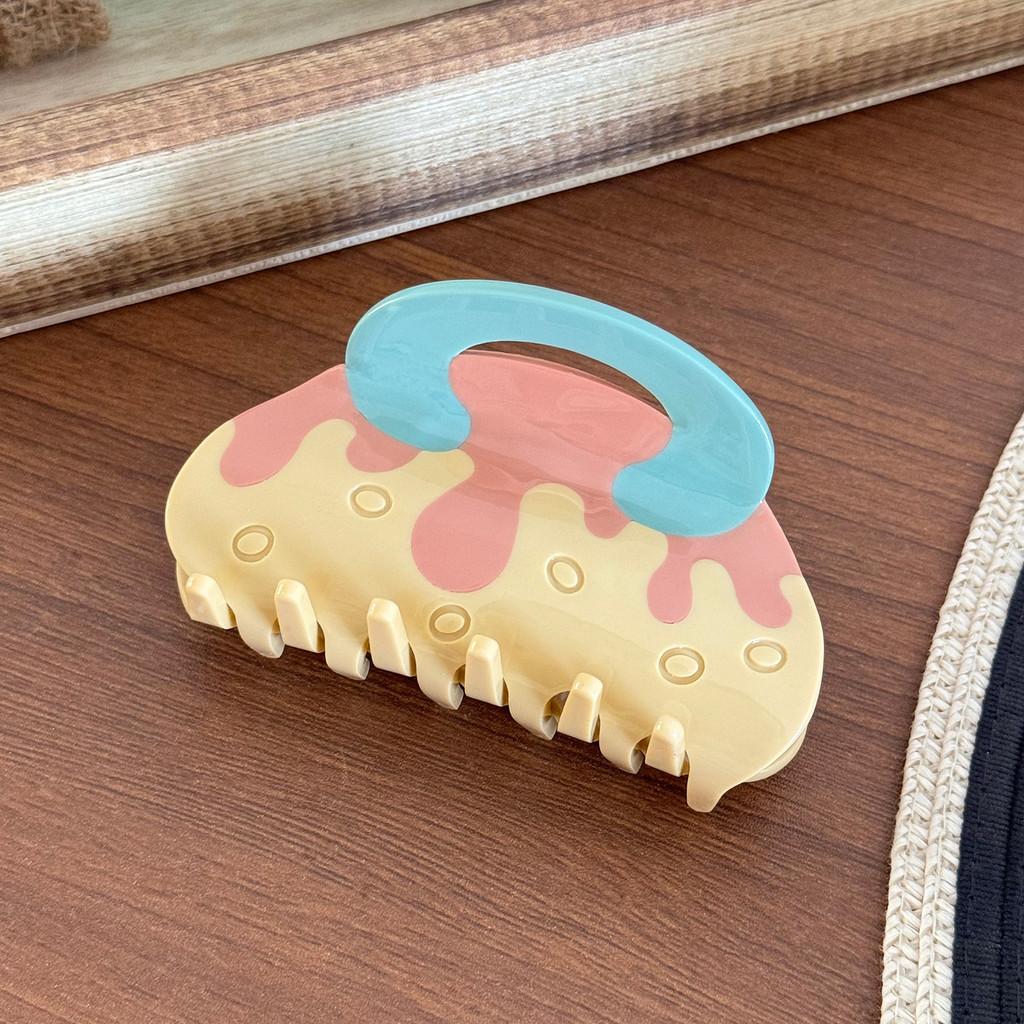 Стильный средний зажим-краб из шикарного ацетата для легких причесок для женщин Beige Pink