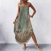 Women V Neck Sleeveless Floral Print Maxi Dress with Pockets Casual Loose Fit Beach Long Sundress for Summer