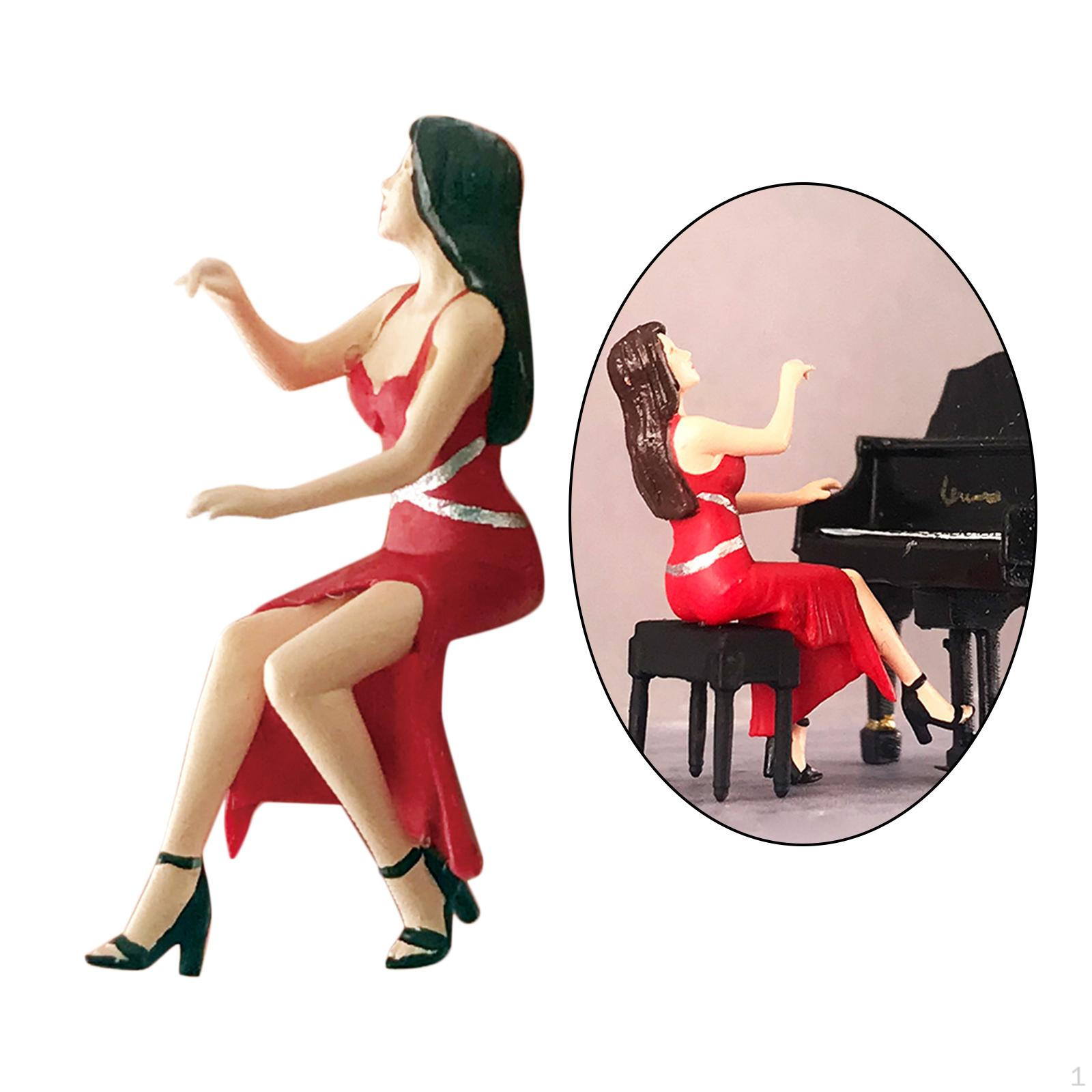 

Painted 1:64 Figure Talking Scene Tiny People Resin Doll Female Pianist, for Dioramas Railway красный