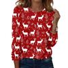 Women's Fashion Casual Christmas Printed Round Neck Long Sleeve Pullover Top