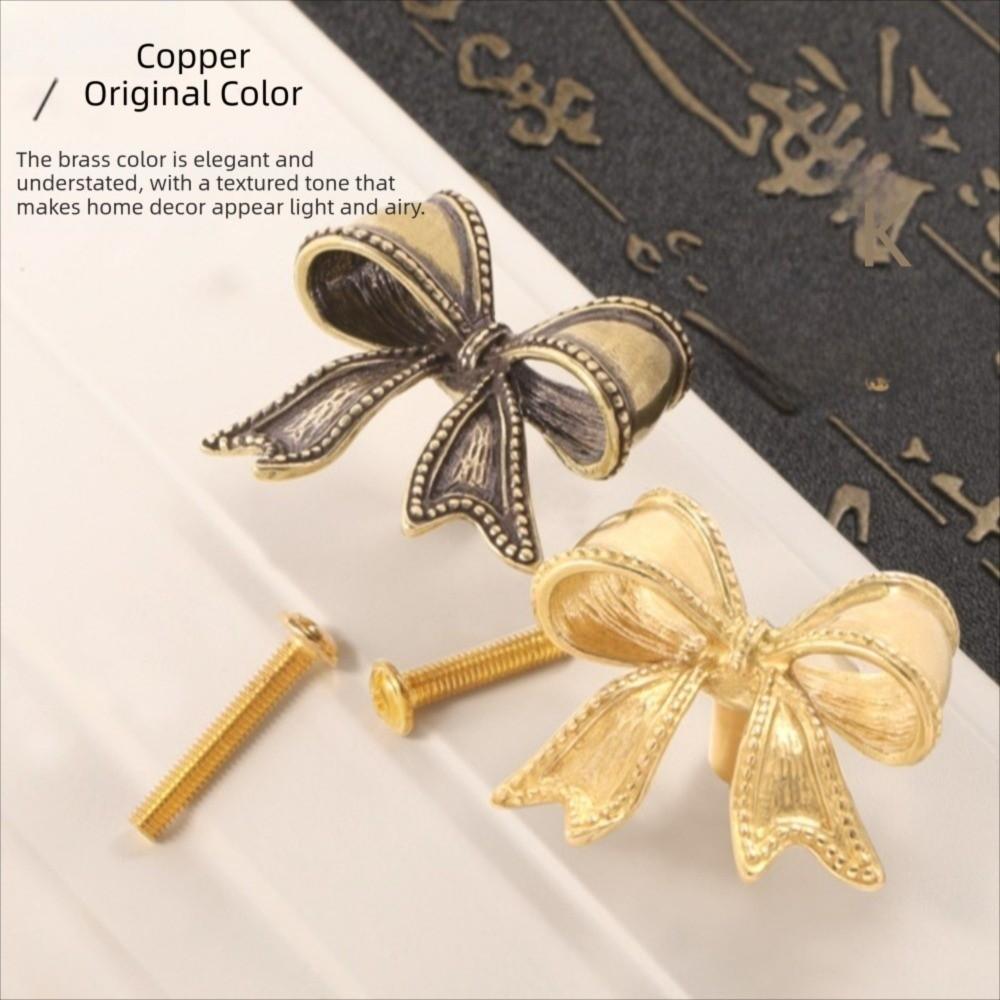 Furniture Hardware Cabinet Door Knobs Retro Wardrobe Drawer Pulls Bow Tie Brass Handle  Window