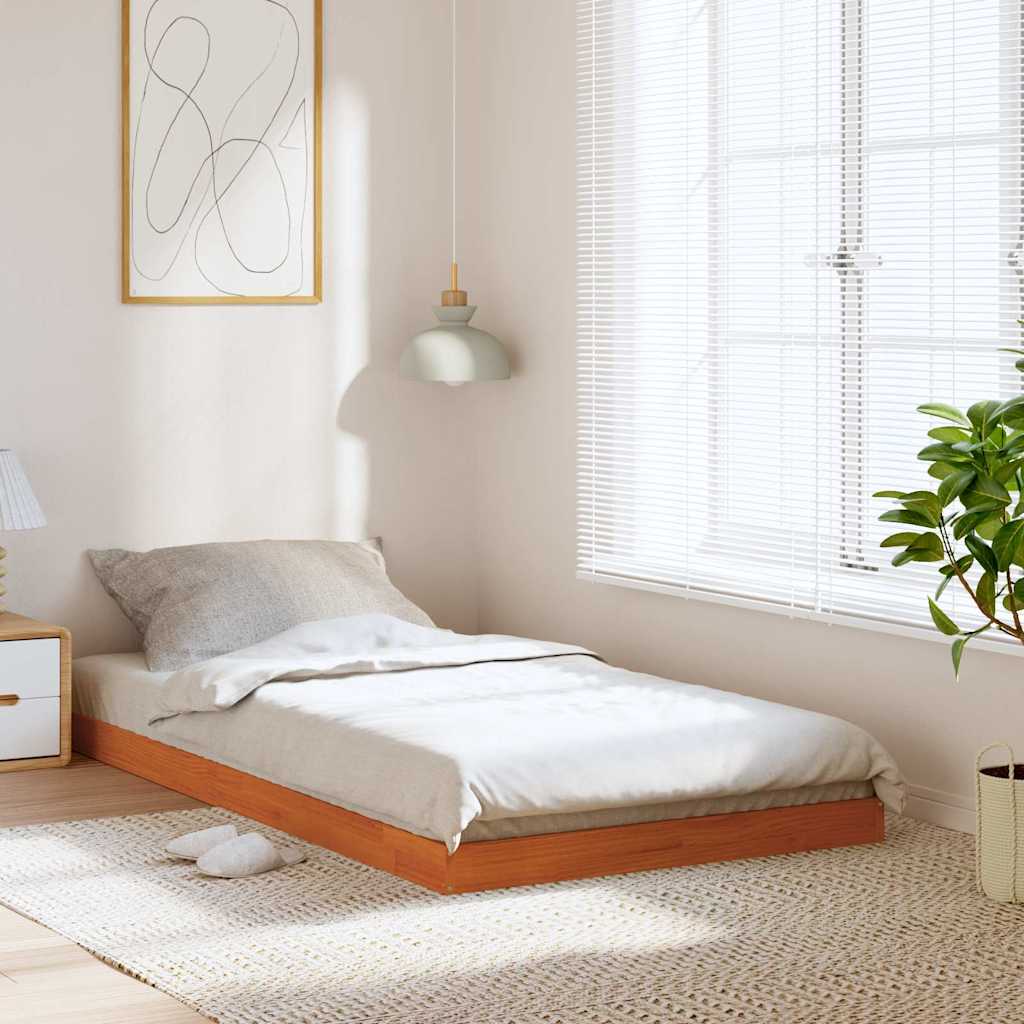 Solid Wood Bed Wax Brown 75 X 190 Cm Pine