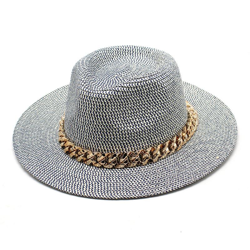 Summer Men'S And Women'S Gender-Neutral Sunshade Straw Hat Sun Protection Uv Protection Straw Woven Panama Top Hat