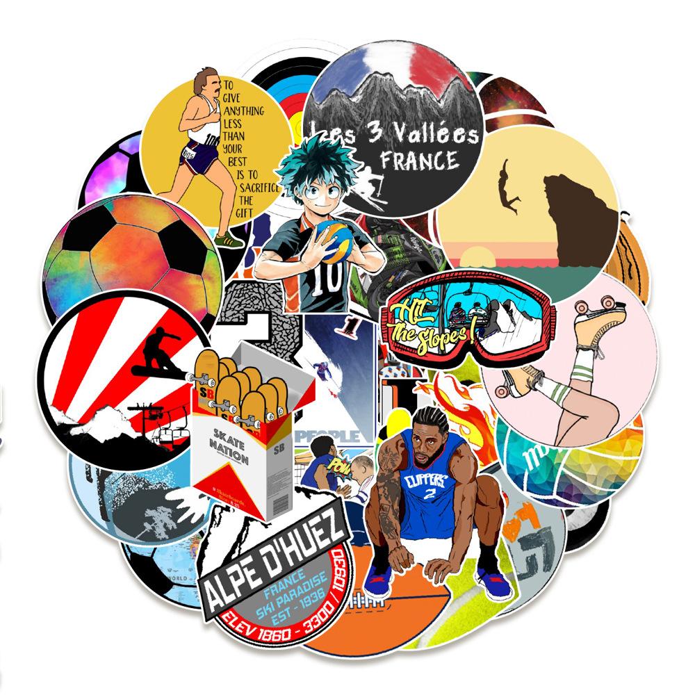 

50 Спортивных граффити-наклеек Креативные мультяшные наклейки Мобильный телефон Водяная чашка Чемодан Водонепроницаемые ПВХ-наклейки