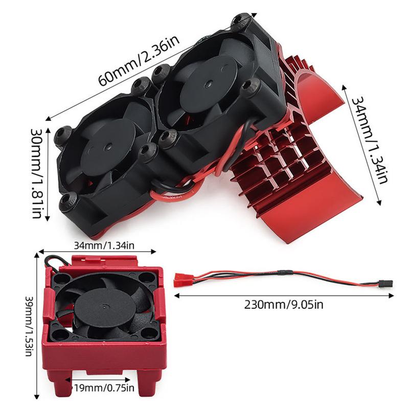 RC VXL-3s ESC Soğutma Fanı Motor Çift Fan Seti Uyumlu Traxxas Slash 4x4 Stampede 4x4 Rustler 4x4 Hoss 4×4 Velineon Soğutucu