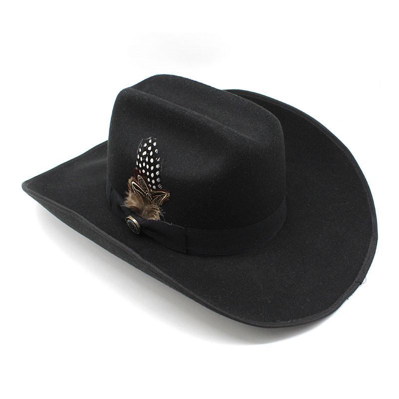 American Western Big Cowboy Hat Wool Tibetan Top Hat Men'S Big Eaves Outdoor Horse Racing Festival Knight Hat Women