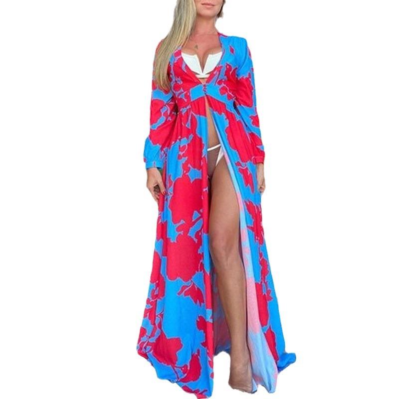 European and American summer suspender dress Bohemian dress printed V-neck sleeveless, long dress children