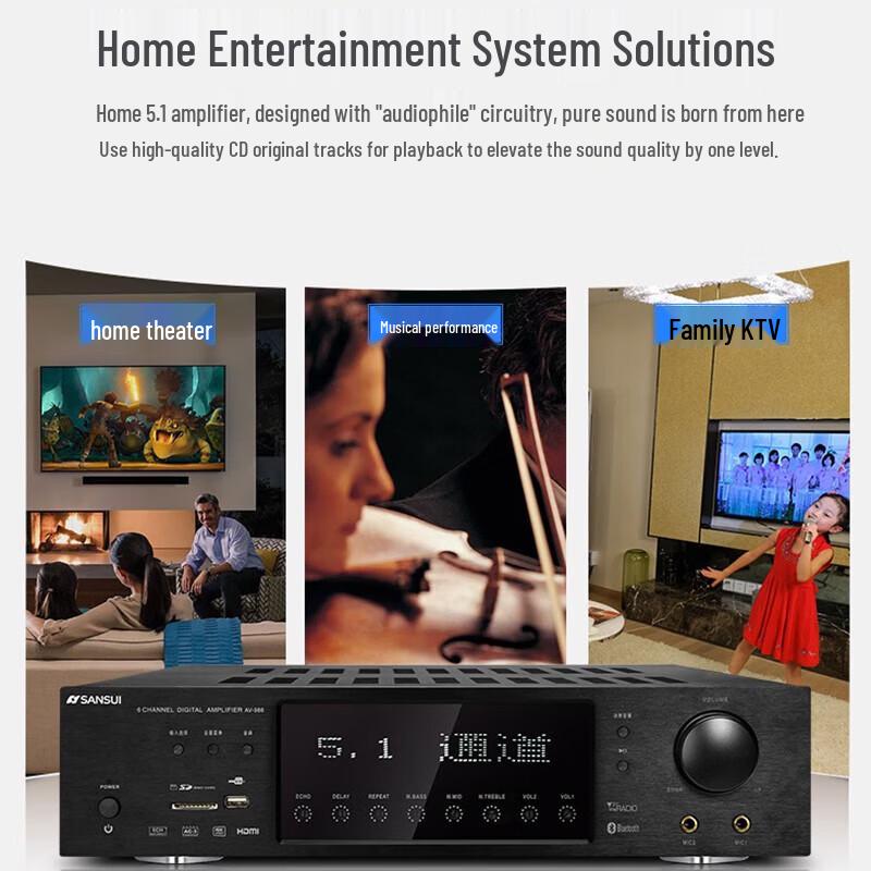 SANSUI T5 5.1-Channel Home Theater Ceiling Speaker System CN Plug (adapter Included)