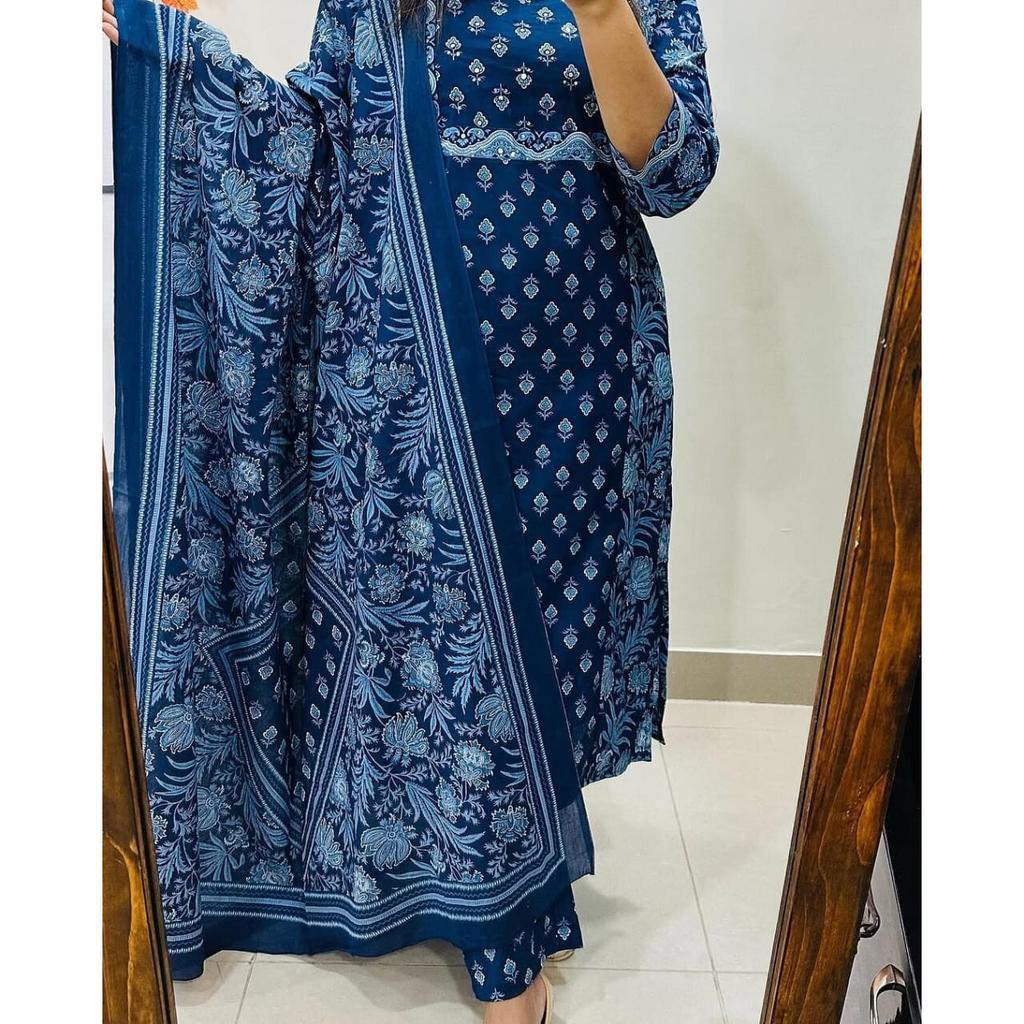 Indian Party Wear Kurta Pant Dupatta Set Bollywood Top Tunic Kurti Salwar Suit SC-2202a