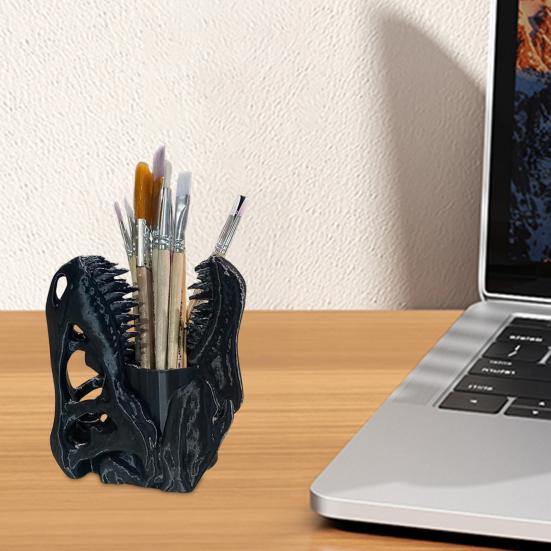 Dinosaur Skull Pen Holder Plastic Pencil Case Desktop Organizer for Pens Erasers Markers School Office Supplies