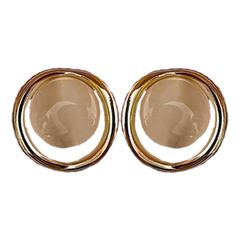 Luxuriöse mehrfarbige Katzenaugen-Clip-Ohrringe - Minimalistischer japanischer & koreanischer Stil