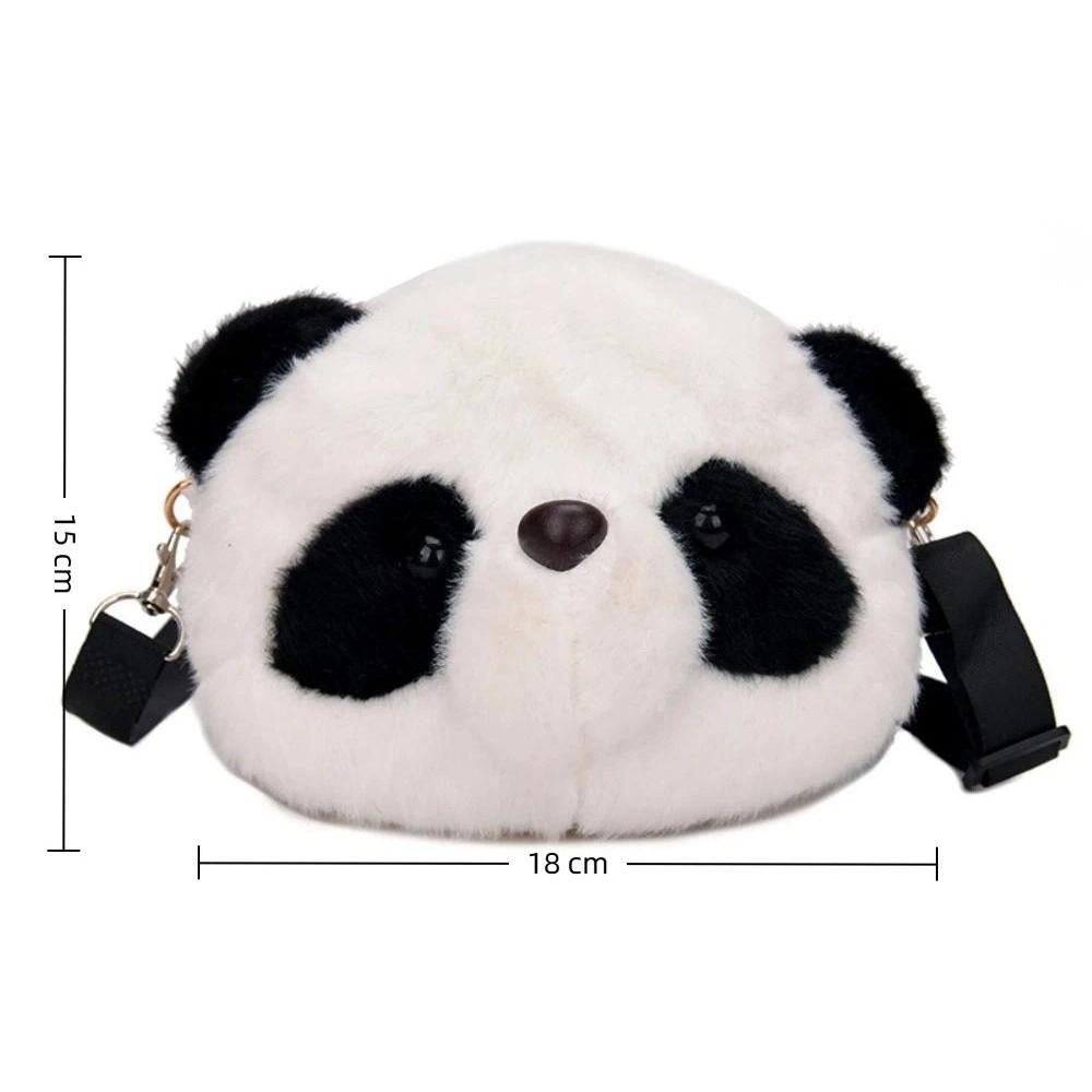 New Soft Fluffy Panda Crossbody Bag Lightweight Cartoon Coin Purse Fabric Adjustable Straps Phone Bag Women's Accessories