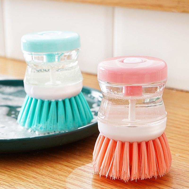 Push-Type Liquid-Filled Dishwashing Brush - Oil-Free, Gentle On Pots, Multi-Function Cleaning Tool