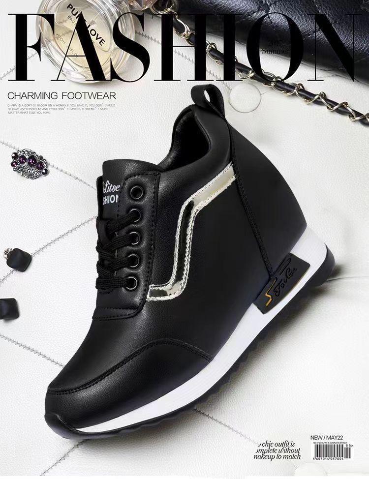 Women's Trendy 2024 Sporty Casual Height-Boosting Korean Style Leather Shoes