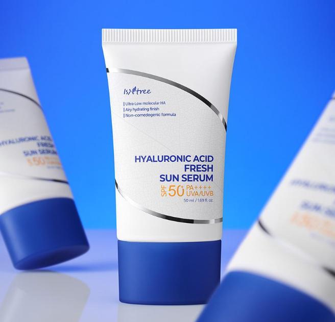 ISNTREE Sérum Solaire Frais à l'Acide Hyaluronique SPF50+ 50ml – Crème Solaire Coréenne Hydratante et Légère