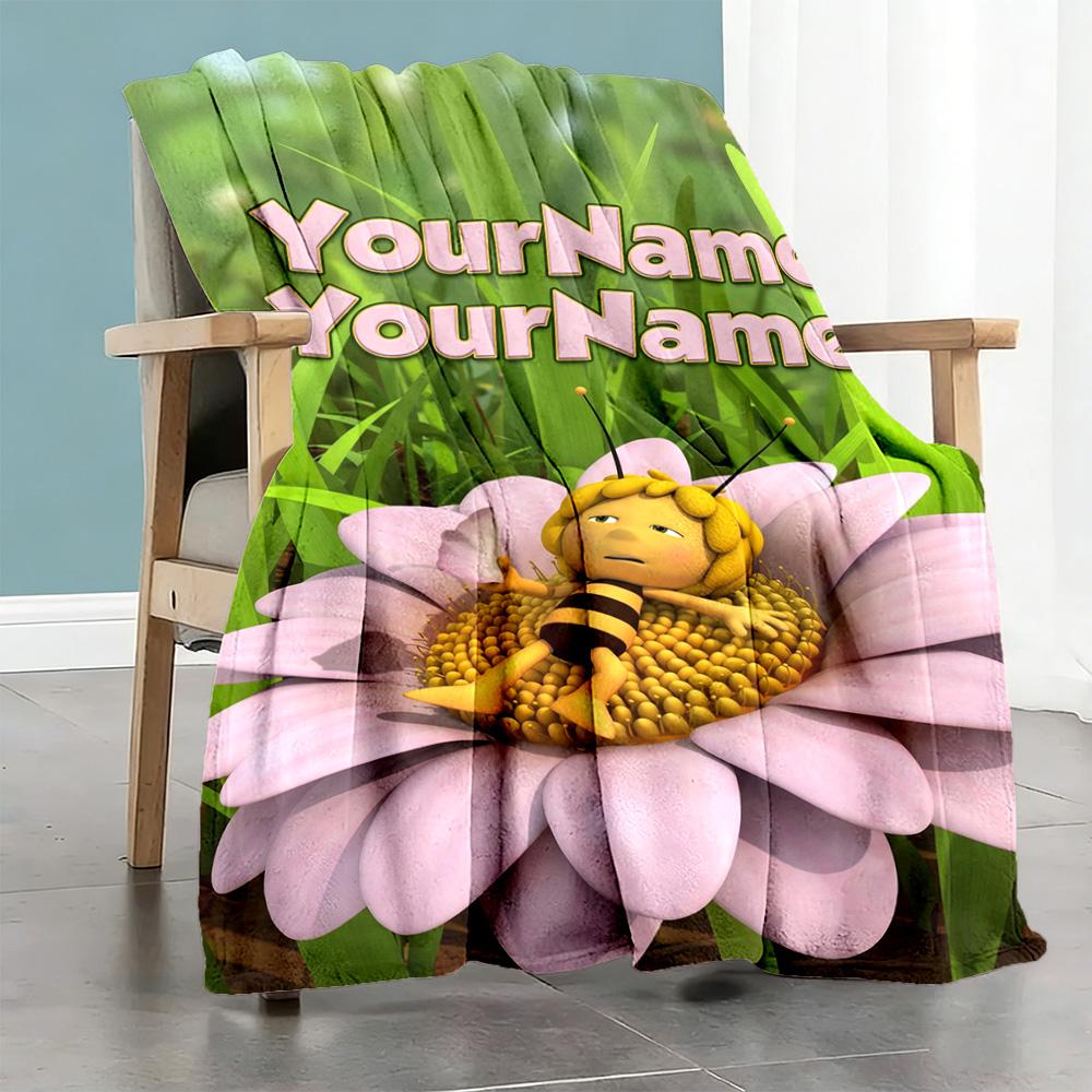 Biene Maja Personalized Name Blanket Multi-purpose Customizable Blanket Ultra-Soft for Nap Bed Home Decor Seaside All-Season Use