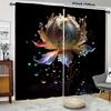 2pcs For Lotus Pattern Semi-Sheer Curtains - Polyester   Machine Washable   with Rod Pocket for Bedroom & Living Room Decor