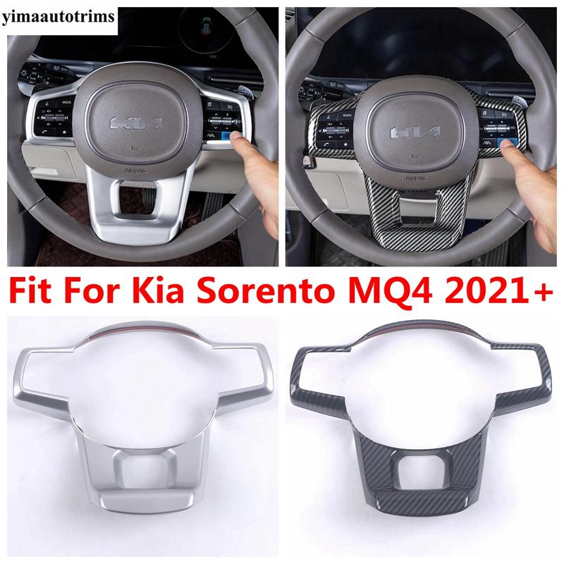 Steering Wheel Button Frame Decoration Cover Trim Matte / Carbon Fiber Interior Accessories For Kia Sorento MQ4
