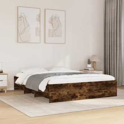 Vidaxl Bed Frame Without Mattress Smoked Oak 160X200Cm Glued Wood