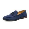 Plus Size Men's Round Toe Leather Slip-On Loafers - Solid Color Retro Moccasins