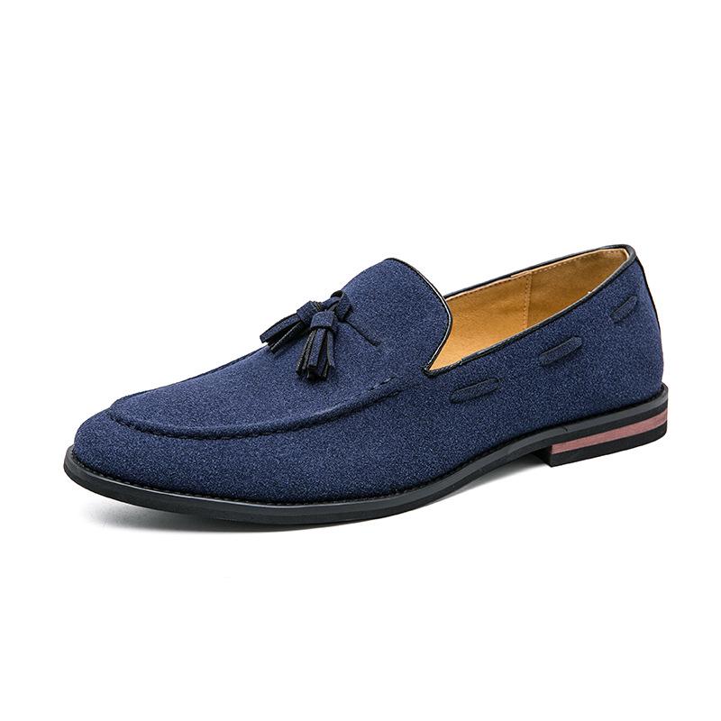 Plus Size Men's Round Toe Leather Slip-On Loafers - Solid Color Retro Moccasins