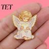 Stable Buckle Pins Little Angel Brooch Pin for Women, Cute Guardian Holding Heart Lapel Elegant Shirt Accessories with Wings, Clothing Accessory