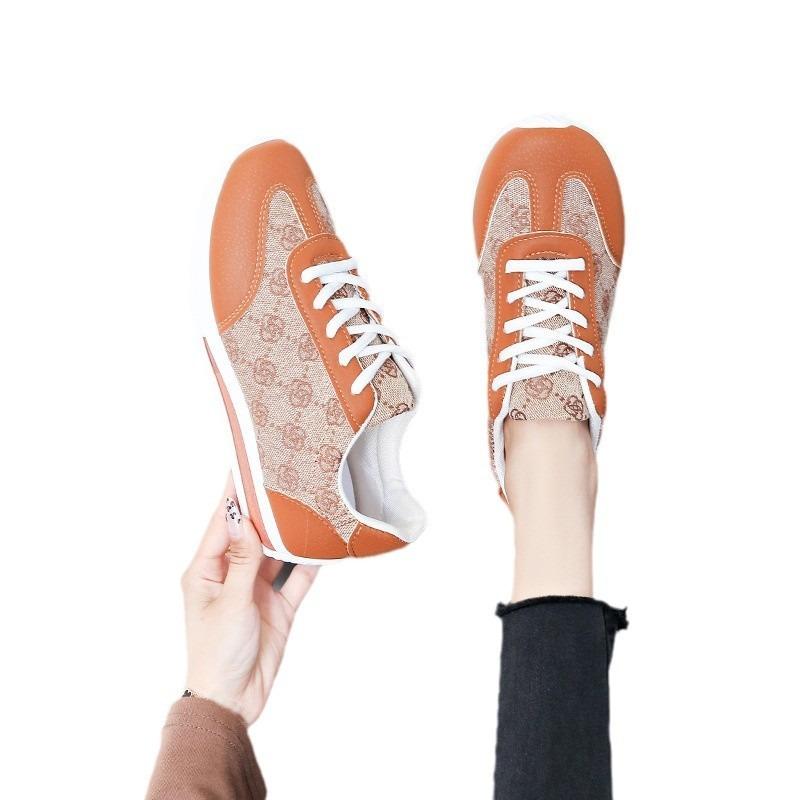 Autumn and winter new large size women's casual sports shoes flower color matching shoes women