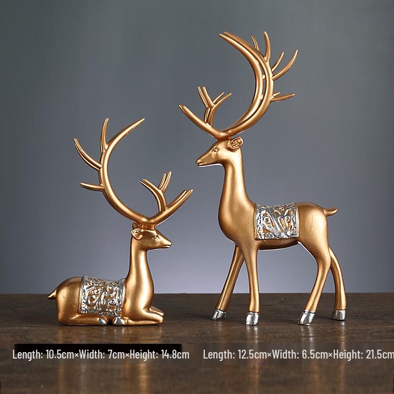 

TLAKEHO Golden Sika Deer Pair Ornament