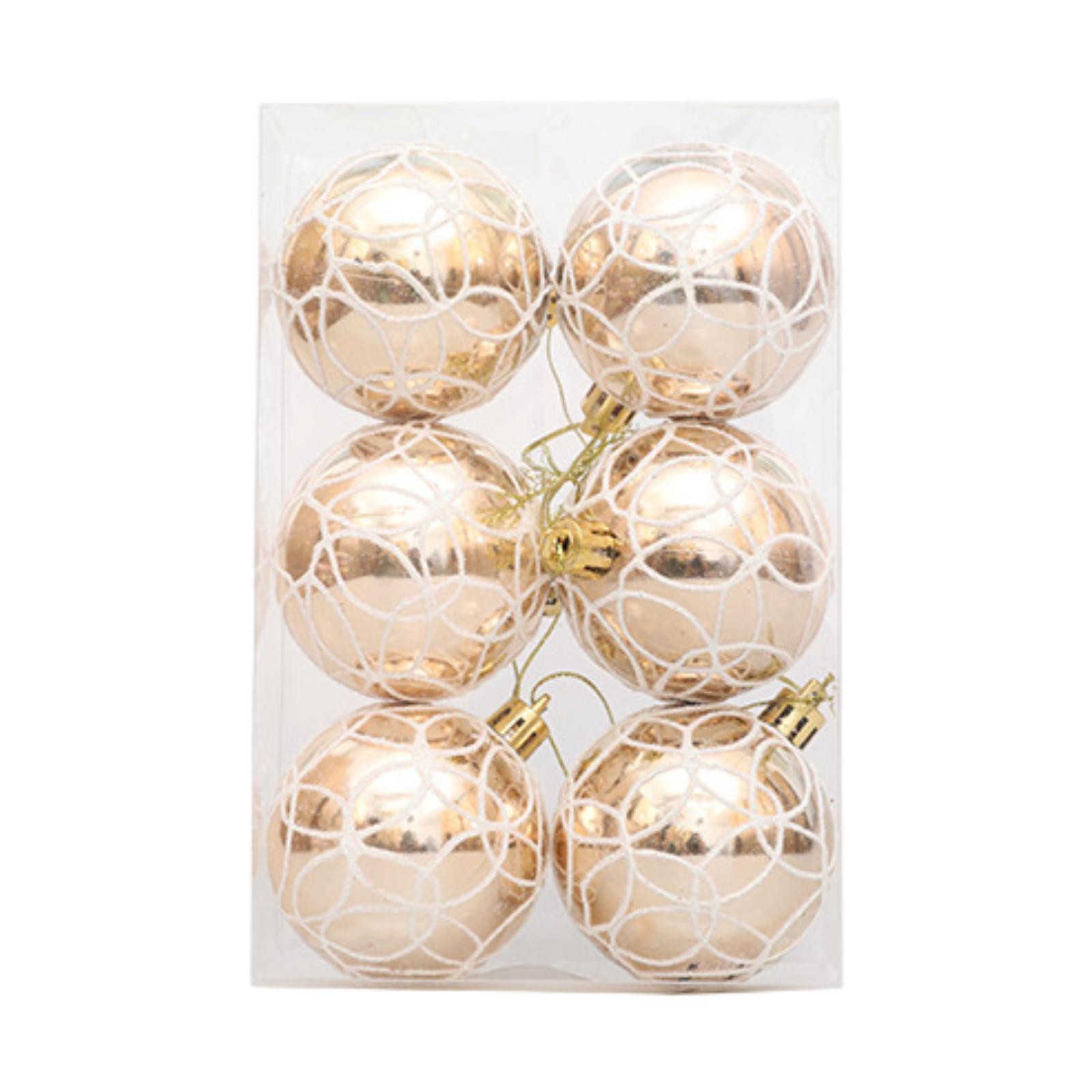 

6x Christmas Ball Ornaments Decorative Xmas Balls Baubles 6cm Christmas Tree Hanging Ornaments for Wreath Garland Home Indoor шампанского