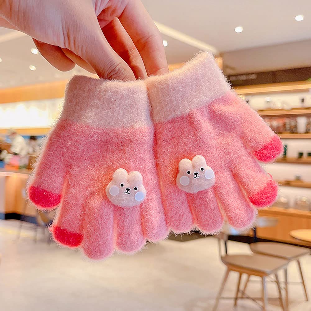 eigenn and Fluffy Warm and for Fall and Rabbit Perfect for Girls and Ages Perfect for Commuting to and Outings Kids' Baby's Gloves, Cold-Proof Winter,