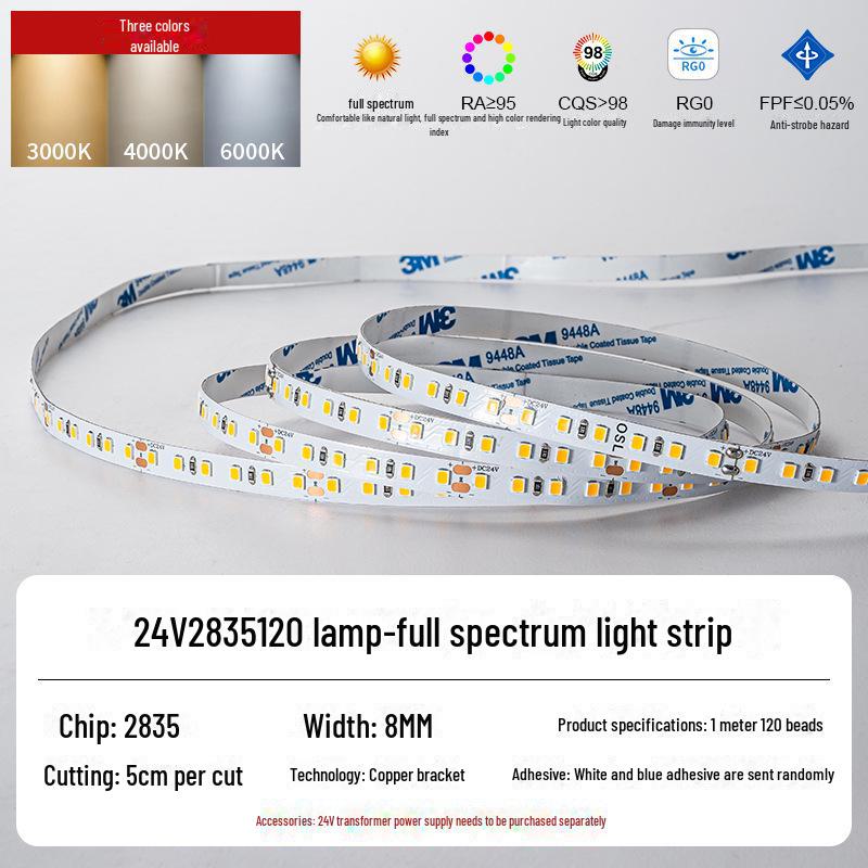 Self-Adhesive Low Voltage 24V LED Light Strip with 120, 180, or 240 Beads in Aluminum Groove, Double Row Design