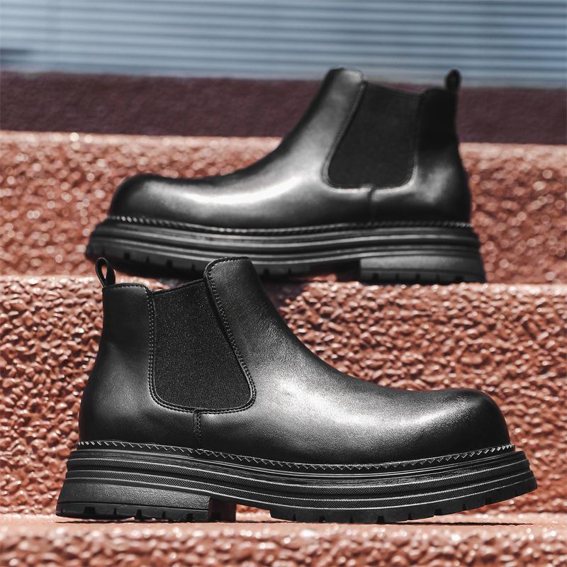 Cigarette Chelsea Boots Men'S Autumn Tooling British High Top Height Increasing Sleeve Martin Boots Platform Short Boots 22723-J